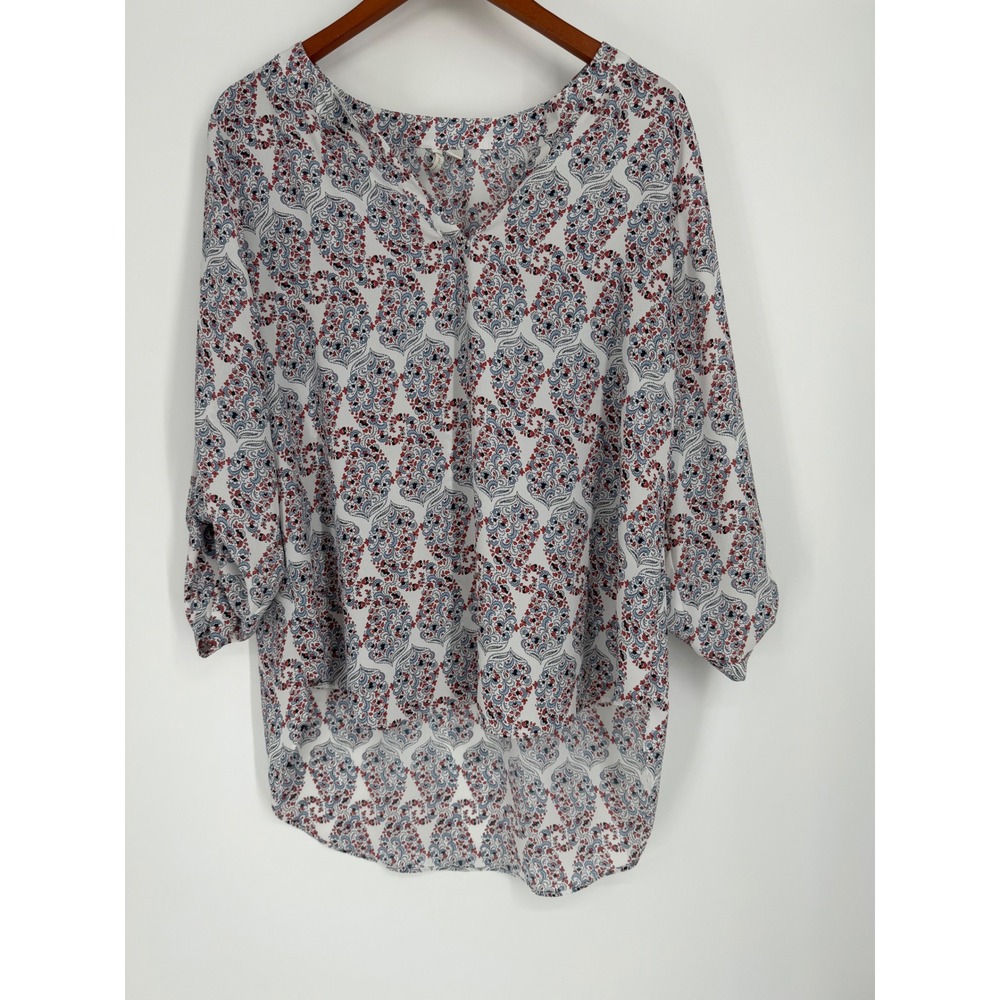 Cato Womens Paisley Blouse Large Boho Floral Business Casual Office